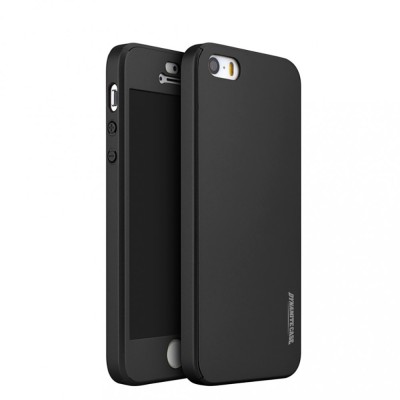 Husa Dynamite Originala iPhone 5 / iPhone 5S / iPhone SE Full Cover 360 + folie sticla, Negru foto