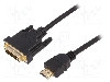 Cablu DVI - HDMI, DVI-D (18+1) mufa, HDMI mufa, 2m, negru, ASSMANN - AK-330300-020-S foto
