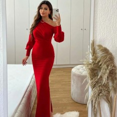 Rochie Lunga Eleganta, Rosu foto