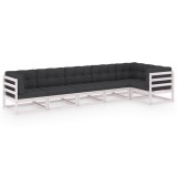 Set mobilier de gradina cu perne, 6 piese, lemn masiv de pin