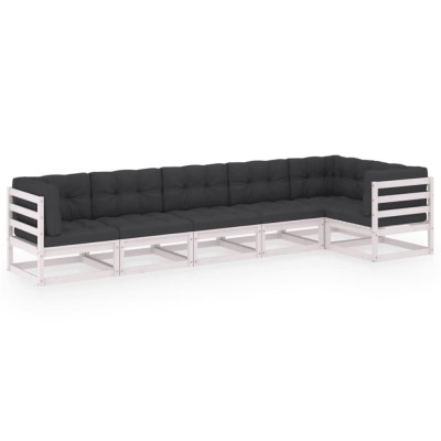 Set mobilier de gradina cu perne, 6 piese, lemn masiv de pin foto
