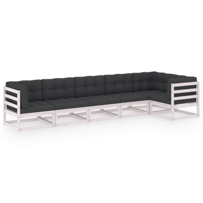 Set mobilier de gradina cu perne, 6 piese, lemn masiv de pin