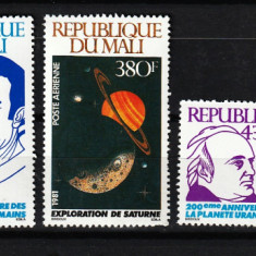 Mali, 1981 | 20 ani zbor uman în spaţiu, Saturn, Uranus - Cosmos | MNH | aph