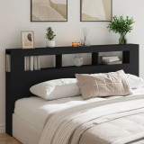 VidaXL Tăblie de pat cu LED, negru, 200x18,5x103,5 cm, lemn prelucrat