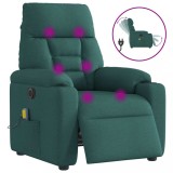 vidaXL Fotoliu electric de masaj rabatabil, verde &icirc;nchis, textil