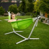 Hamac leagan gradina plaja camping 200 x 100 cm, perna colac, 2 chingi ancorare, material fas verde max 120 Kg.