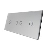 Cumpara ieftin Panou touch Livolo din sticla gri pentru 2 intrerupatoare simple si 1 dublu