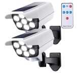 Set 2 Lampi solare 77 LED tip camera falsa cu senzor de miscare, telecomanda, Oem