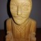 Statueta Sculptura figurina din lemn barbat ( Lenin?) pe tron semnat datat 1985