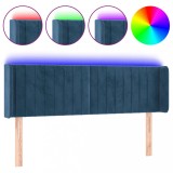 Cumpara ieftin Tablie de pat cu LED, albastru inchis, 147x16x78/88 cm, catifea