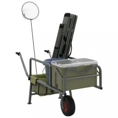 vidaXL Cărucior de pescuit cu roată, verde, oțel vopsit electrostatic