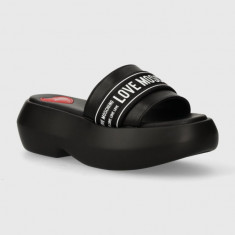 Love Moschino papuci femei, culoarea negru, cu platforma, JA28107I0IIX700A