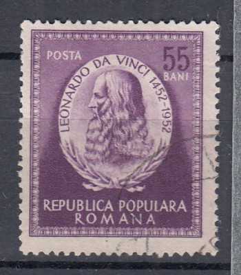 ROMANIA 1952 LP 326 - 500 DE ANI DE LA NASTEREA LUI LEONARDO DA VINCI STAMPILAT foto