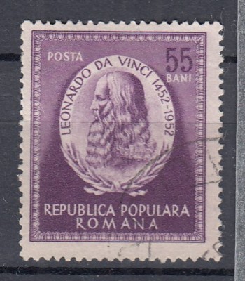 ROMANIA 1952 LP 326 - 500 DE ANI DE LA NASTEREA LUI LEONARDO DA VINCI STAMPILAT foto