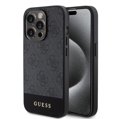 Husa originala Guess iPhone 15 Pro Max Hardcase 4G Stripe Collection, gri, GUHCP15XG4GLGR foto