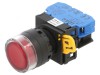 Comutator acţionat prin apăsare roşu 22mm