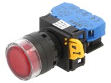 Comutator acţionat prin apăsare roşu 22mm