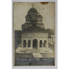 CATEDRALA DIN ALBA IULIA , VEDERE FRONTALA , CARTE POSTALA , INTERBELICA