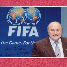 Foto fotbal cu autograf original - SEPP BLATTER fost Presedinte FIFA