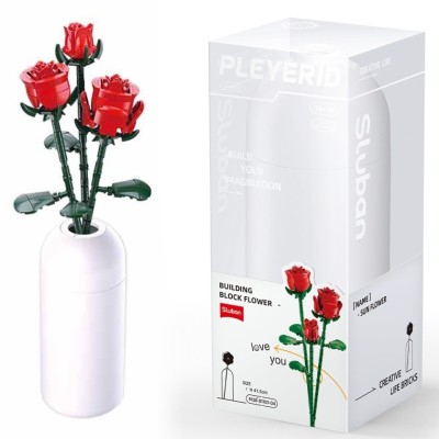 Set de Constructie Flowers, 258 piese, Trandafir Rosu - Sluban foto
