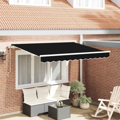 Cortina Retractabilă Negru 300 x 200 cm Poliester, Aluminiu foto