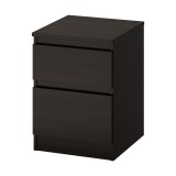 Noptiera cu 2 sertare, 35 x 49 cm, MDF/pal,Negru-Maro