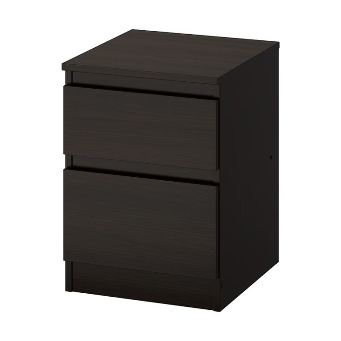 Noptiera cu 2 sertare, 35 x 49 cm, MDF/pal,Negru-Maro