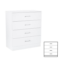 Comodă Miami cu 4 sertare 80x92 cm alb-alb
