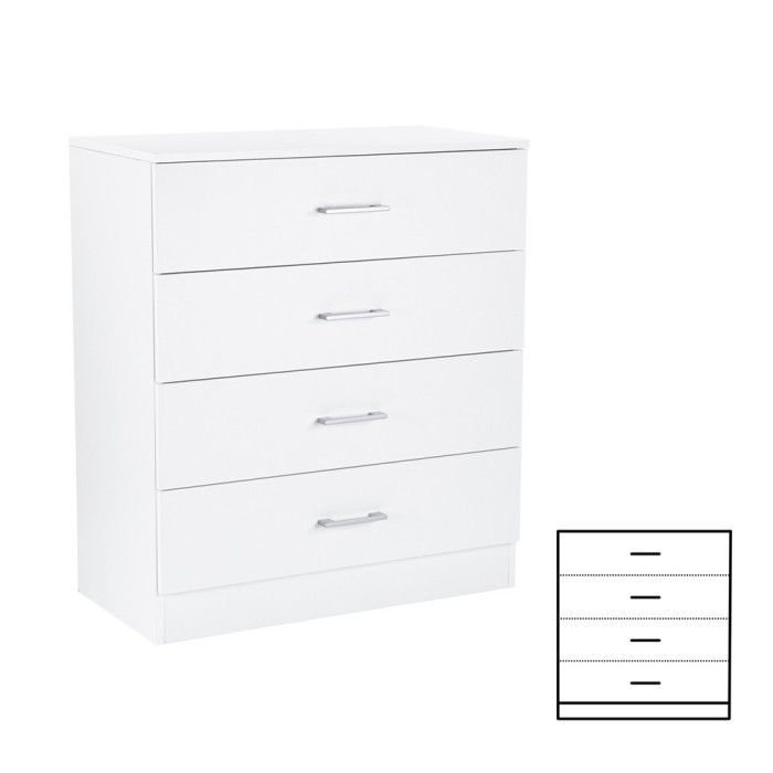 Comodă Miami cu 4 sertare 80x92 cm alb-alb