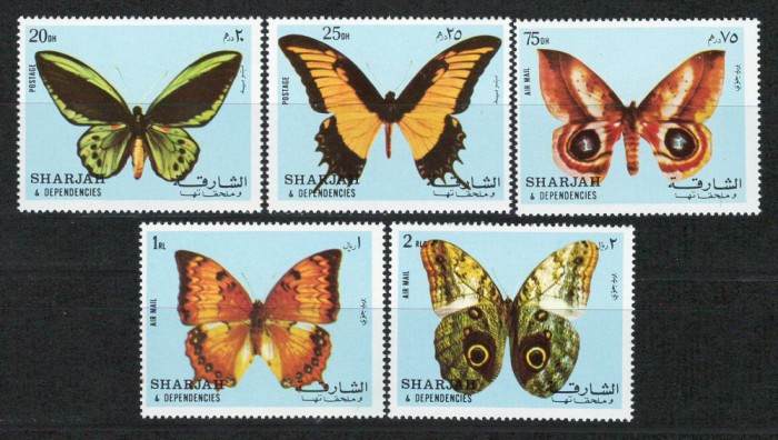 Sharjah 1972 Mi 1018/22 MNH - Fluturi