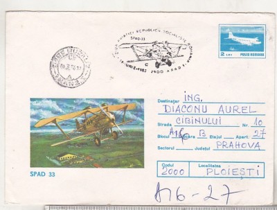 bnk ip Aviatie - Spad 33 - stampila ocazionala Ziua aviatiei Arad 1983 foto