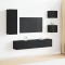vidaXL Set Cabinet TV Pe perete 5 pcs Stejar negru 160 x 30 x 30.5 cm 3393331
