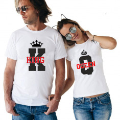 Tricouri Personalizate Set Cuplu , Bumbac , ? KING &amp;amp; QUEEN ? foto