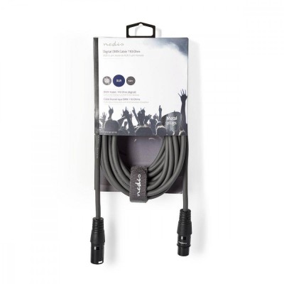 Cablu digital XLR 3 Pini tata - XLR 3 Pini mama 5m gri Nedis foto