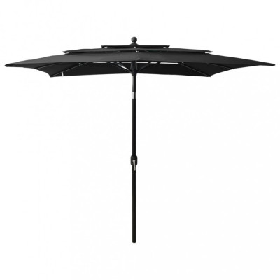 Umbrelă de soare 3 niveluri, st&amp;acirc;lp aluminiu, negru, 2,5x2,5 m foto