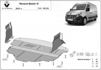 Scut motor metalic Renault Master 2010-prezent foto