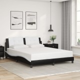 VidaXL Cadru de pat cu tăblie, negru/alb, 160x200 cm, piele ecologică