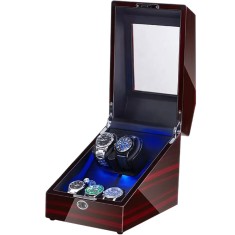 Cutie pentru intors ceasuri automatice iUni Watch Winder 2 + 3 spatii depozitare, Mahon foto