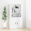 Dulap inalt alb, lemn compozit, 80x33x150cm, depozitare, montare perete, bufet si dulap superior inclus