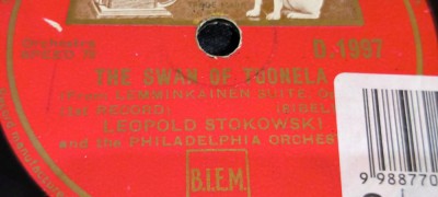 PLACA GRAMOFON / PATEFON. HIS MASTER&amp;quot;S VOICE THE SWAN OF TUONELA foto