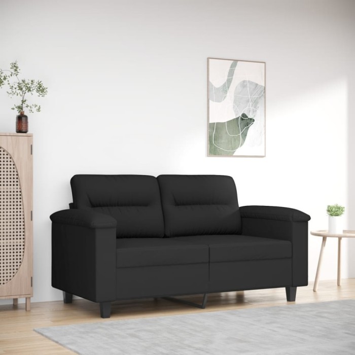 Gossi canapea cu 2 locuri, negru, 120 cm, tesatura microfibra