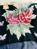 Eșarfă mătase naturală,model floral abstract, Multicolor, Sifon, Marime universala