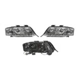 Set faruri Audi A6 (C5), 05.1997-05.2001, partea Stanga+Dreapta, Tuning, Fata, cu lumina de parcare LED; tip bec H1+H1; manual/electric; transparent,, Rapid