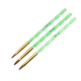 Cumpara ieftin Set 3 pensule unghii acril, limba de pisica, culoare verde