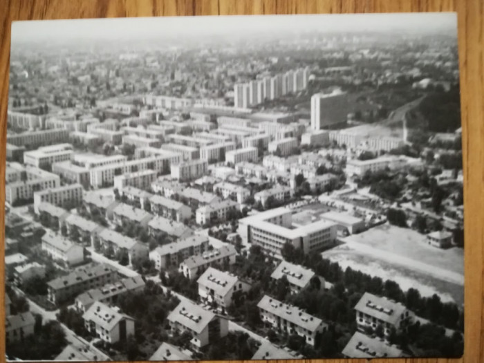 Fotografie aeriana veche București Cartier Floraesca per comunistă 11, 5x9 cm