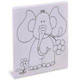 Set Pictură Canvas, Model Elefant, Multicolor, Dimensiuni 15x20 cm, Vopsele Acrilice și Pensulă Inclusă, Oem