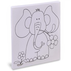 Set Pictură Canvas, Model Elefant, Multicolor, Dimensiuni 15x20 cm, Vopsele Acrilice și Pensulă Inclusă foto