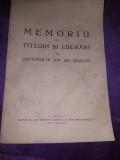 MEMORIU de TITLURI SI LUCRARI al Doctorului ION Gh.BAZGAN,1931,Semnata Autor