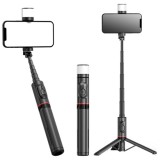 Selfie Stick Stabil Wireless, 75cm - Techsuit LED Tripod (Q12S) - Black
