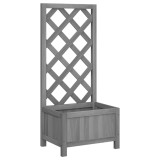 Cumpara ieftin Jardiniera cu spalier, gri, 40x30x90 cm, lemn masiv de brad